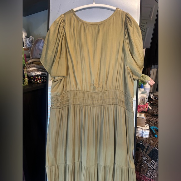 Anthropologie Somerset Olive Green Tiered Maxi Dress - Picture 7 of 14